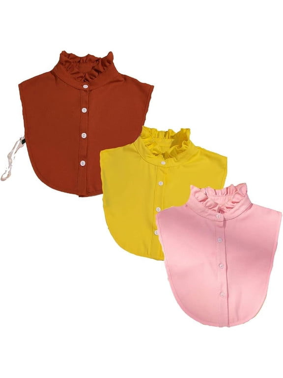 3 Pack Fake Collar Detachable Dickey Blouse Half Shirts for Women Girls