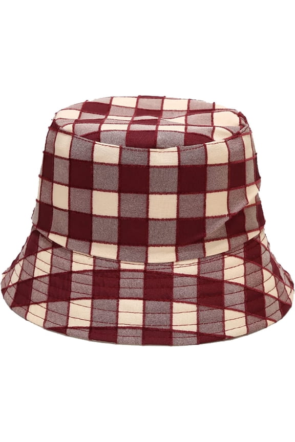 Bucket Hats for Women Street Casual Double-Sided Bucket Hat Lattice Fashion Leisure Men Sun Protection Fisherman Hat