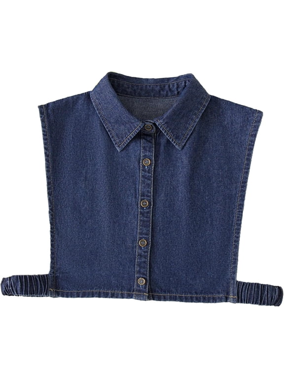 Denim Half Shirt Blouse Collar Detachable Dickey Collar for Women