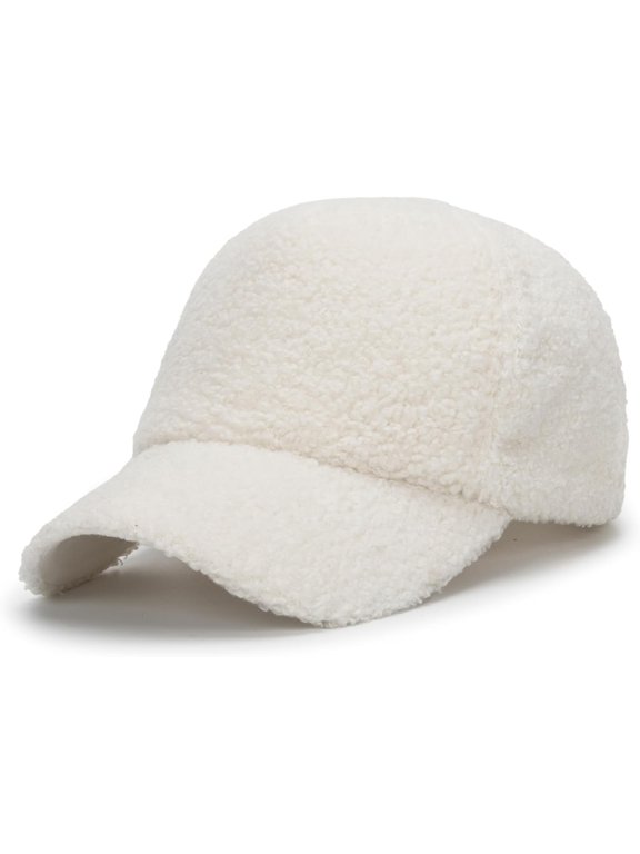 Faux-Sherpa-Baseball-Hat for Women & Men Winter Warm Faux Shearling Baseball Cap Teddy-Fleece Hip-Hop Cap
