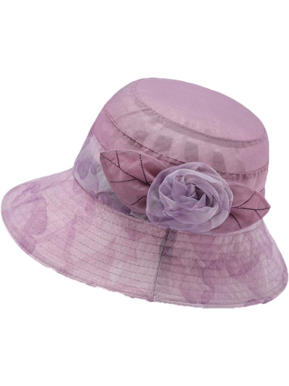 Grace Bucket Hats for Women with Flower Cloche Hat Vintage Bowler Hat Sun Hat