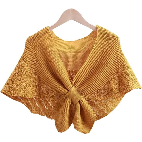 KuKuzhu Knitted Detachable Fake Collar Shawl Wrap Decorative Tie Knot Front Fasle Collar