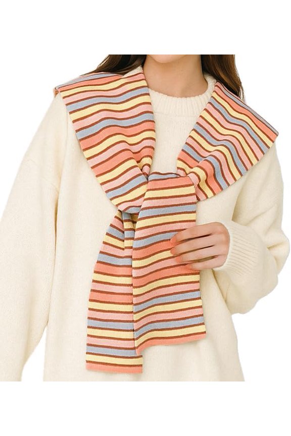 Rainbow Color Shawl Wraps Women Knitted Shawl Scarf Knotted Shoulder Cover Up Candy Color Poncho Cape Four-Season