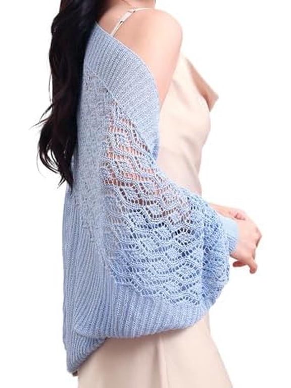 Women's Hollow Out Shawls and Wraps Knit Open Front Shrug Summer Shoulder Cover Up Casual Cardigan Cape Four Seasons