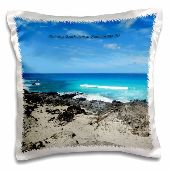3dRose, Kua Bay Beach Park at Kailua Kona, Hawaii, 16x16 inch Pillow Case