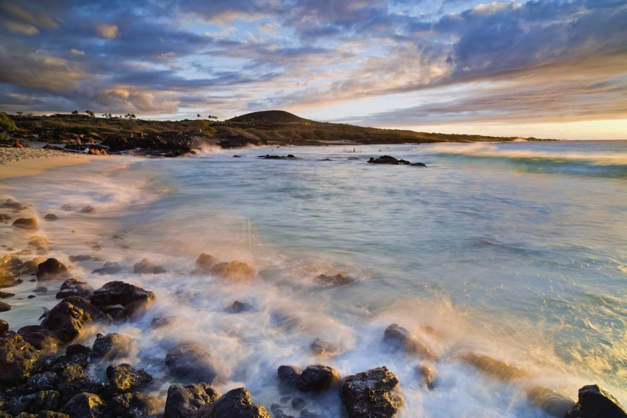 Kua Bay Beach park at sunset Big Island Hawaii United States of America Canvas Art - Philip Rosenberg Design Pics (38 x 24)