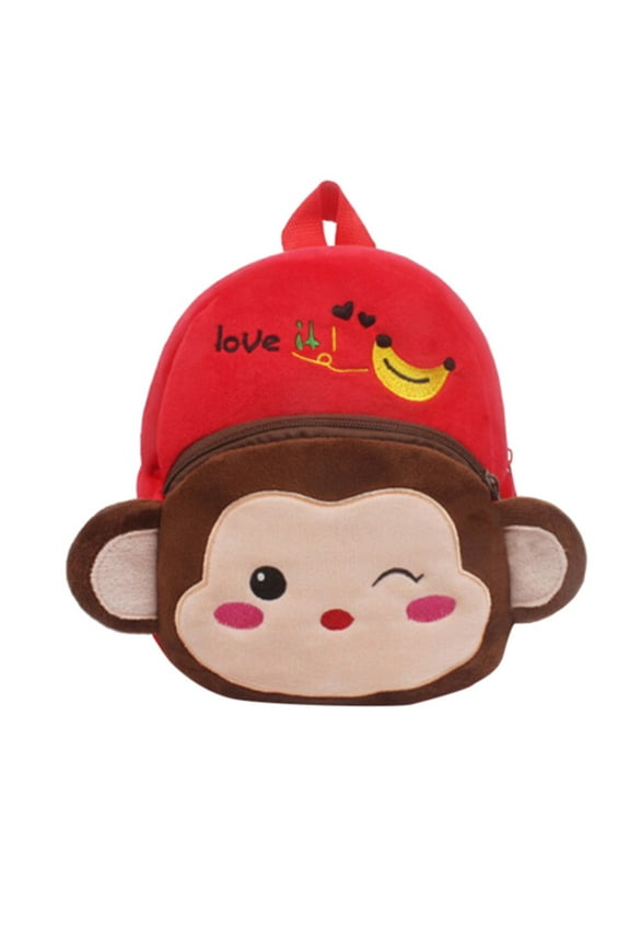 9.4 INCH Lovely Monkey Plush Backpack for All Ages, Cute Mini Furry Monkey Schoolbag, Cartoon Small Bookbag Littles Shoulders Bag, Travel Bag Back to School Supplies