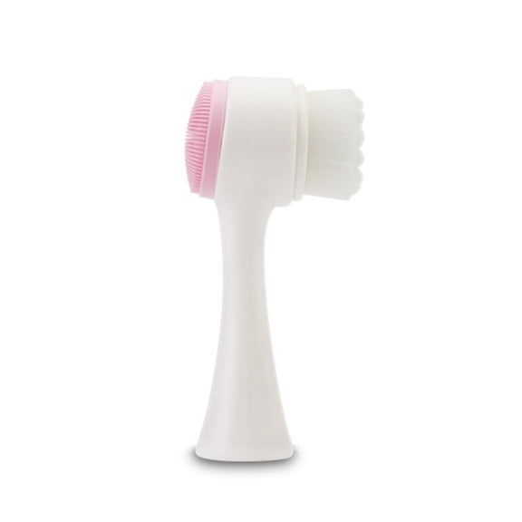 KuaiDao Double Sided Manual Facial Cleansing Brush, Soft Nylon Bristle & Silicone Face Exfoliating Brush, Deep Pore Cleaning Handheld Face Wash Brush