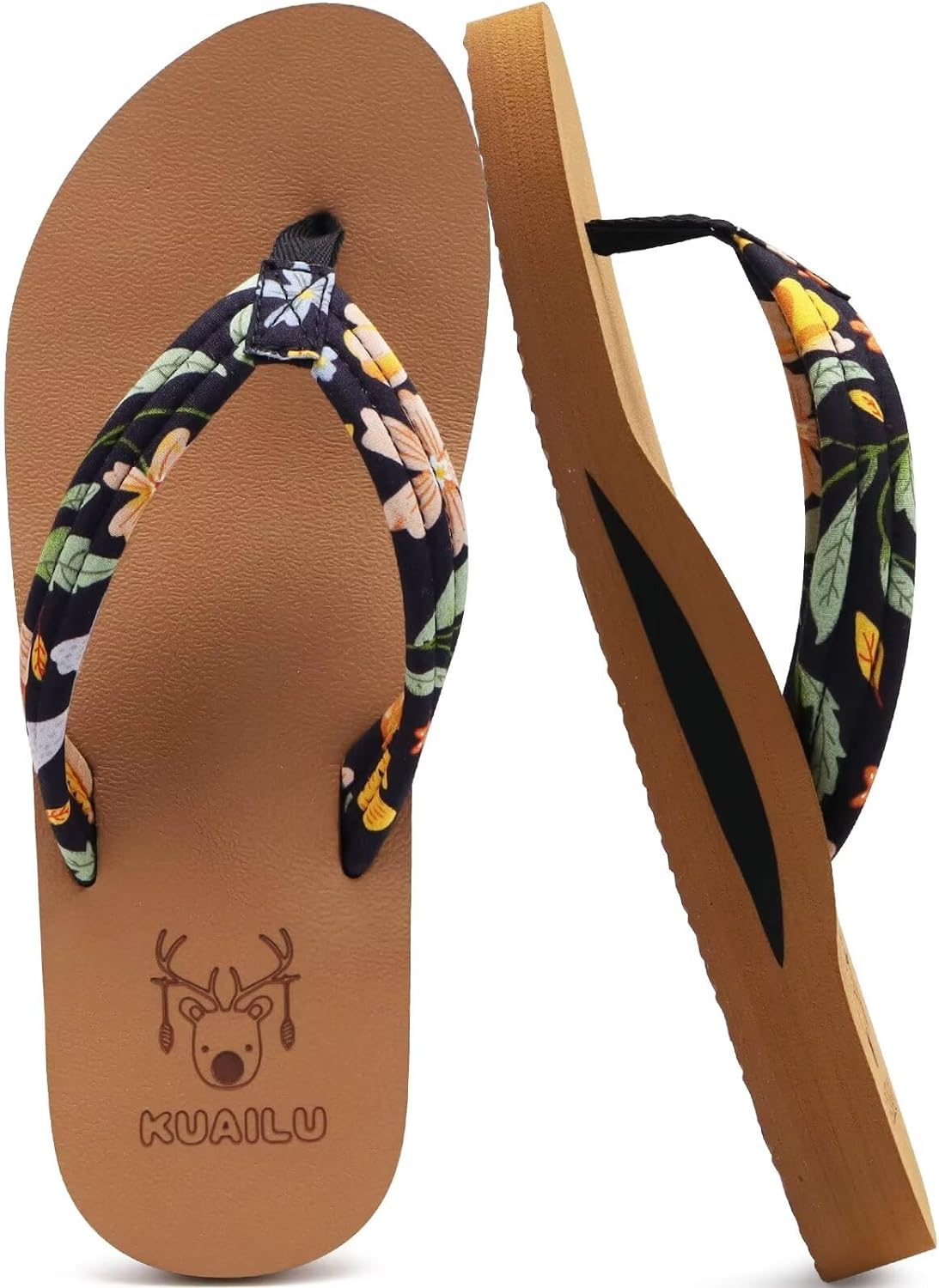 KuaiLu Women's Yoga Foam Flip Flops with Arch Support Thong Sandals Non