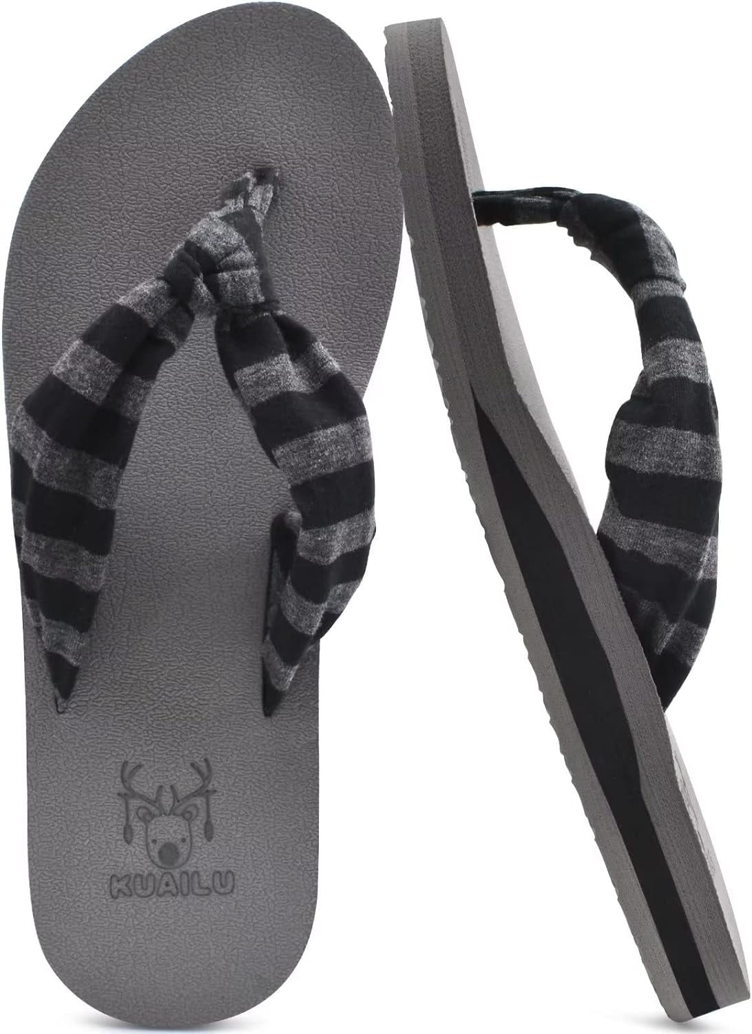 KuaiLu Women's Yoga Foam Flip Flops with Arch Support Thong Sandals Non