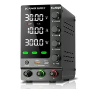 KAUIQU DC Power Supply Variable 0-30V 0-10A Adjustable Regulated DC Bench Power Supply with OCP/OVP 18W USB-A Type-C Fast Charge Output Switching Benchtop Lab Power Supplies with 4-Digit LED Display