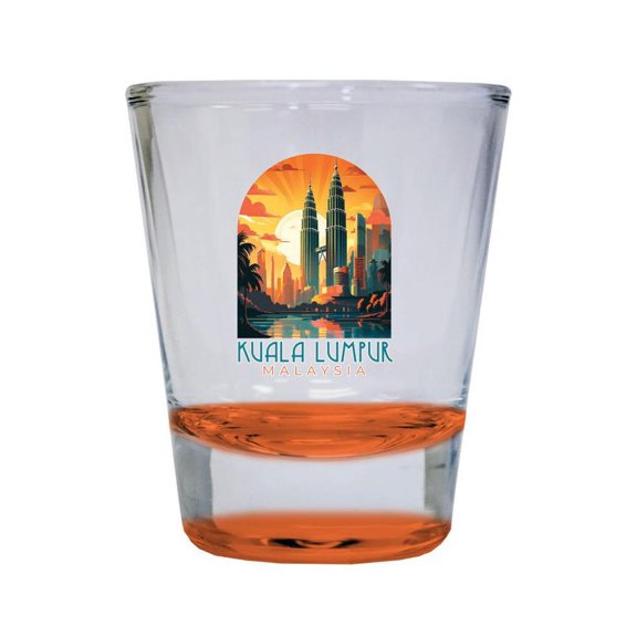 Kuala Lumpur Malaysia Design A Souvenir 2 oz Round Shot Glass Orange