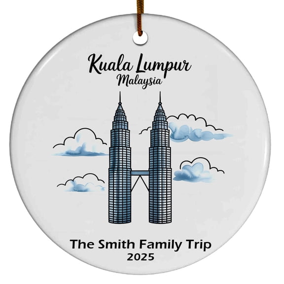Kuala Lumpur Malaysia Petronas Twin Towers Christmas Ornament, Collection of City Travel Souvenirs for Family and Friends, Christmas Tree Ornament City Travel, Trips of The Year