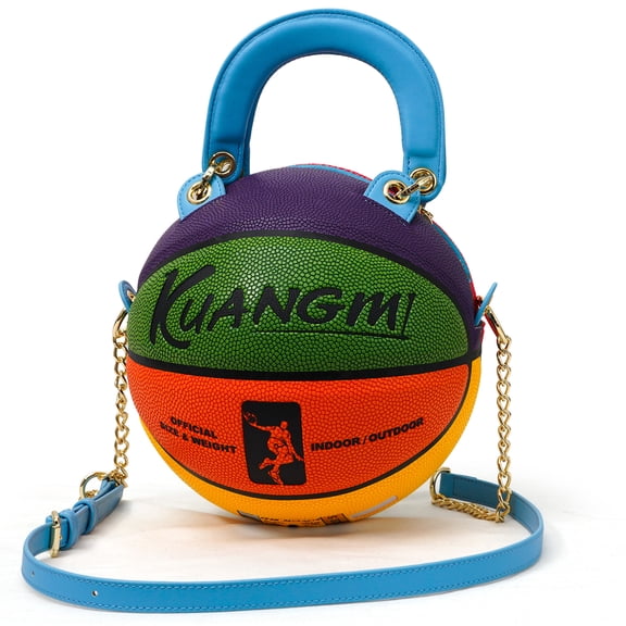 Kuangmi 8-Color Basketball Shaped Handbag, PU Material Statement Crossbody Bag, Unique Fashion Accessory for Women, Eye-Catching Outfit Essential