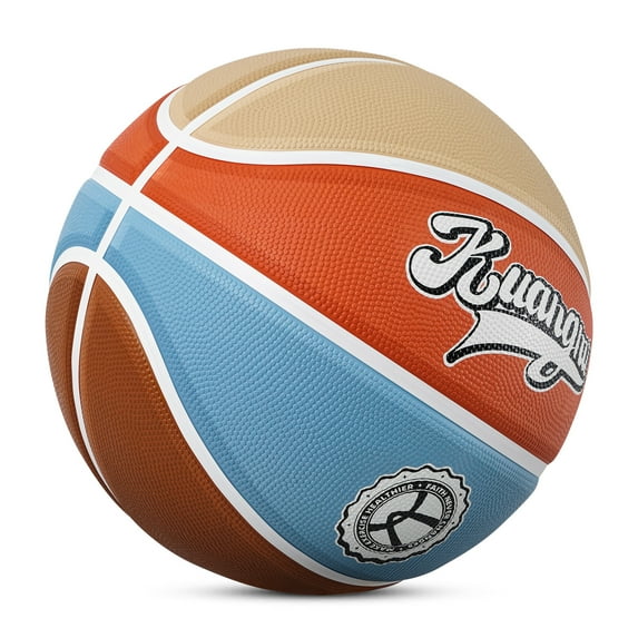 Kuangmi American Style Indoor/Outdoor Premium Rubber Basketball, Dark Blue -Orange, 29.5 in