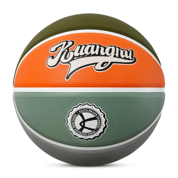 Kuangmi American Style Indoor/Outdoor Premium Rubber Basketball, Dark Green Orange, 29.5 in