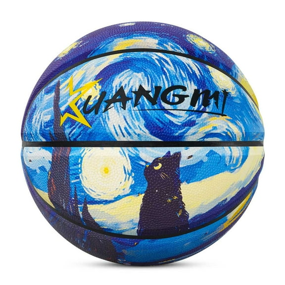 Kuangmi Basketball,Star Cat Basketball,Size 7,Indoor and Outdoor, Fun novelty gift for cats and basketball lovers,KMBB517