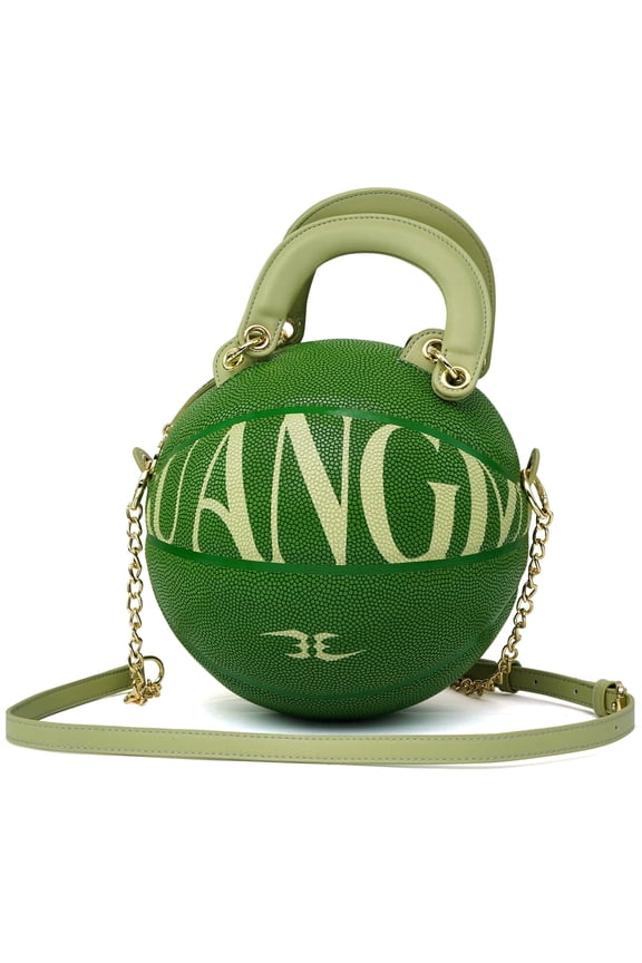 Green Basketball Handbag (Size 7/29.5") - Modern Logo Graphic Purse, Luxury Streetwear Crossbody for Fashion Influencers & Trendsetters