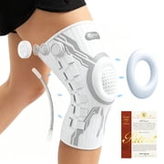 Kuangmi Smart Knob Knee Brace, Knee Support with Patella Gel Pad & Side Stabilizers, Compression Knee Sleeve for Workout, Arthritis, Joint Pain, Meniscus Tear White,Left,X-Large,Single