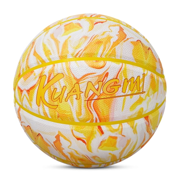 Kuangmi Size 5 Basketball (27.5") - Mango Smoothie Themed PU Ball, Colorful Fun Indoor Outdoor Sports for Kids & Teens