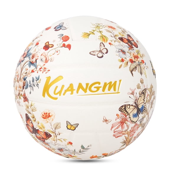 Kuangmi Size 5 Volleyball (27.5") - Floral Butterfly Garden Graphic PU Ball, Romantic Indoor Outdoor Sports for Young Adults