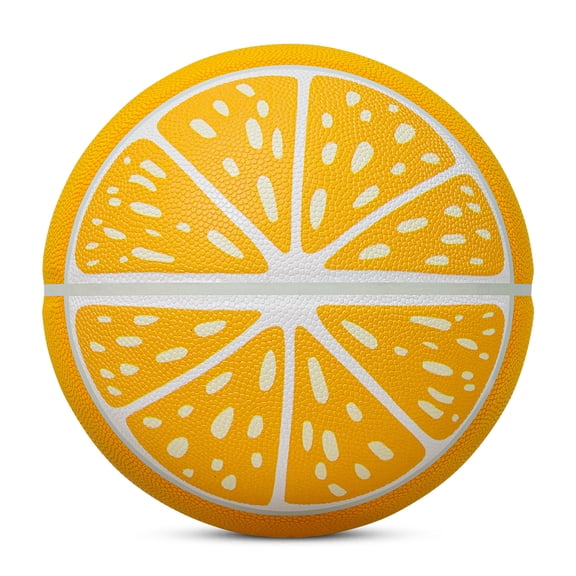 Kuangmi Size 7 Basketball (29.5") - Lemon Slice Themed PU Ball, Vibrant Food-Inspired Indoor Outdoor Sports for Young Adults