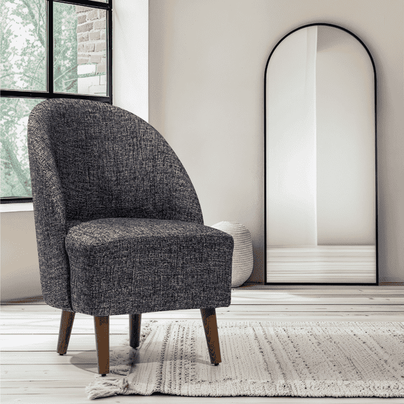 Kuba Accent Chair Upholstered Performance Fabric Solid Wood Frame and Legs Side Chair Living Room Bedroom Restaurant Coffee Shop Easy Assembly (Midnight Blue) by MELAGIO