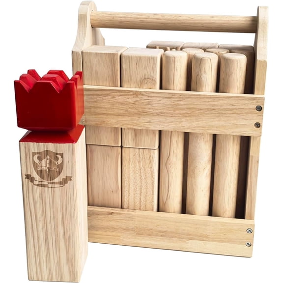 Kubb Set - Hardwood with Rubber Crate - KUBB Throwing Outdoor