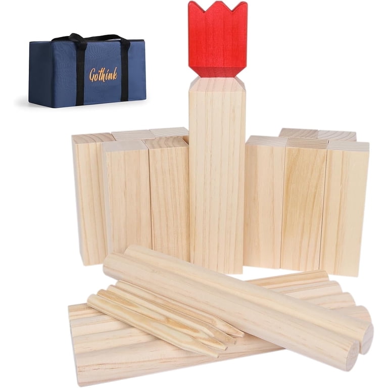 Fugocen Kubb Yard Game Set, Durable Hardwood Blocks, Family
