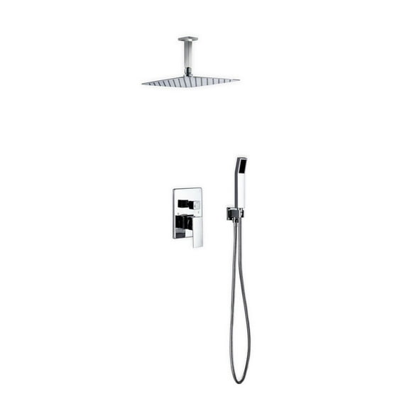 kube bath aqua piazza 12'' ceiling mount square rain shower and handheld shower