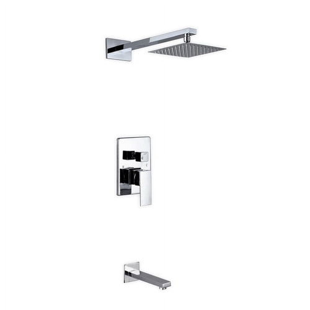 Chrome Square Wall Mounted Rain Shower System with Handheld