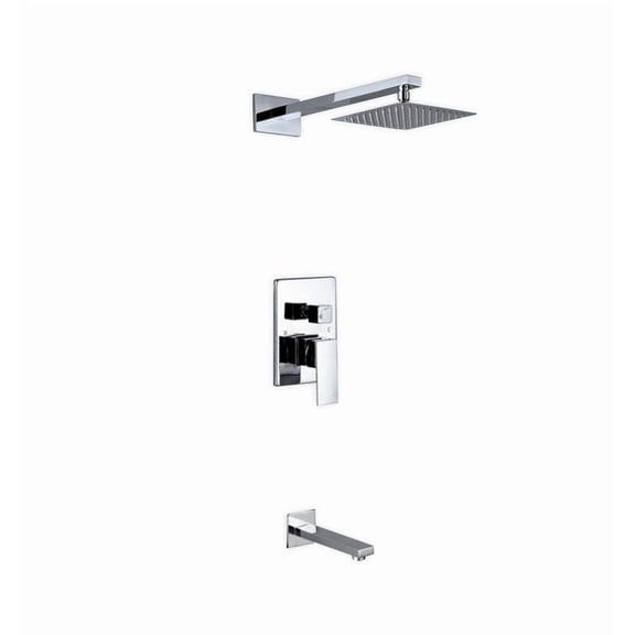 Kube Bath Aqua Piazza Chrome Finish Brass 8-inch Square Rain Shower and Tub Filler Shower Set