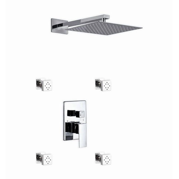 kube bath aqua piazza diverter rain shower head complete shower system