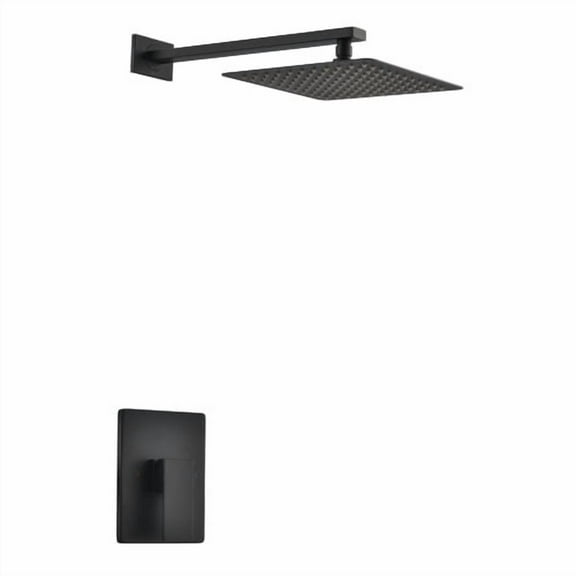 Aqua Piazza Black Shower Set w/ 8" Square Rain Shower Head