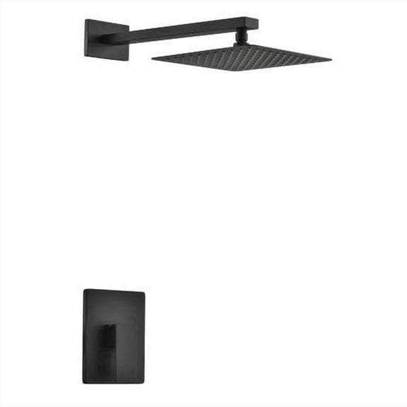 Aqua Piazza Black Shower Set w/ 12" Square Rain Shower Head