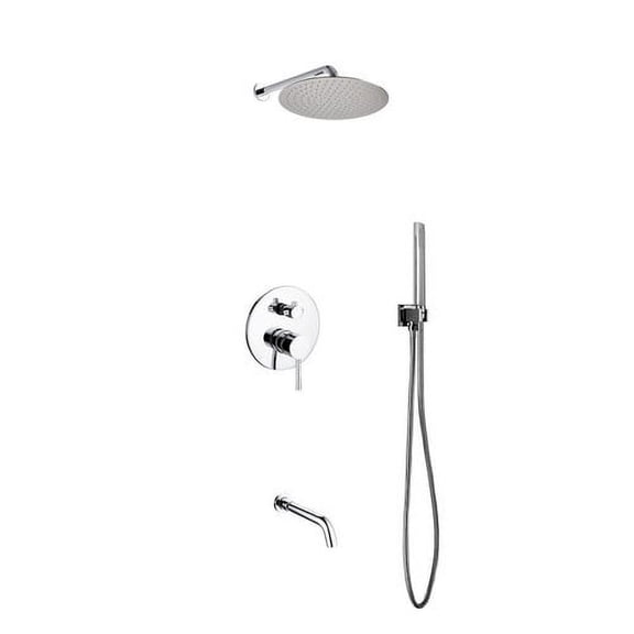 Kube Bath Aqua Rondo Diverter Complete Shower System with Metal Round Handle