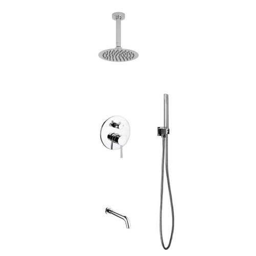Kube Bath Aqua Rondo Diverter Tub and Shower Faucet with Metal Lever Handle