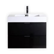 KubeBath Bliss 30" Black Wall Mount Single Sink Modern Bathroom Vanity
