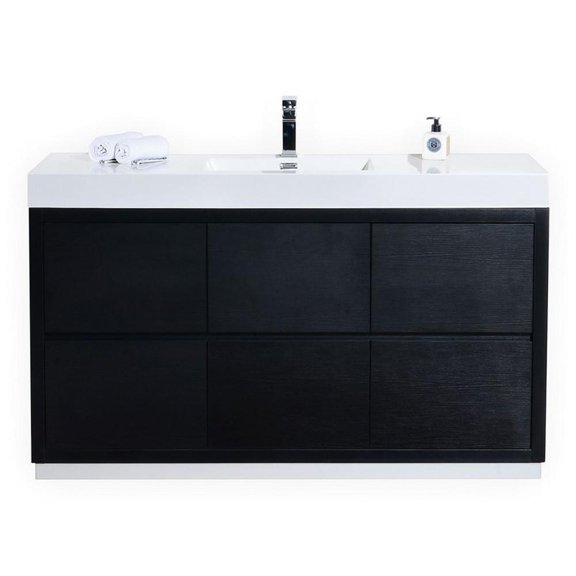 KubeBath Bliss 60" Black Single Sink Free Standing Modern Bathroom Vanity