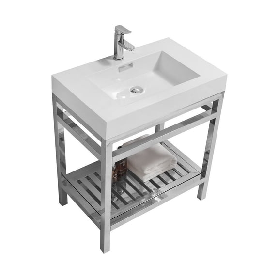 KubeBath Cisco 30" Stainless Steel Console with Acrylic Sink