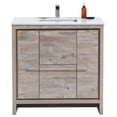 thumbnail image 1 of KubeBath Dolce 36" Nature Wood Modern Vanity, White Quartz Counter-Top, 1 of 1