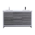 thumbnail image 1 of Kubebath 60″ Double Sink Ash Gray Modern Bathroom Vanity with White Quartz Counter-Top, 1 of 6