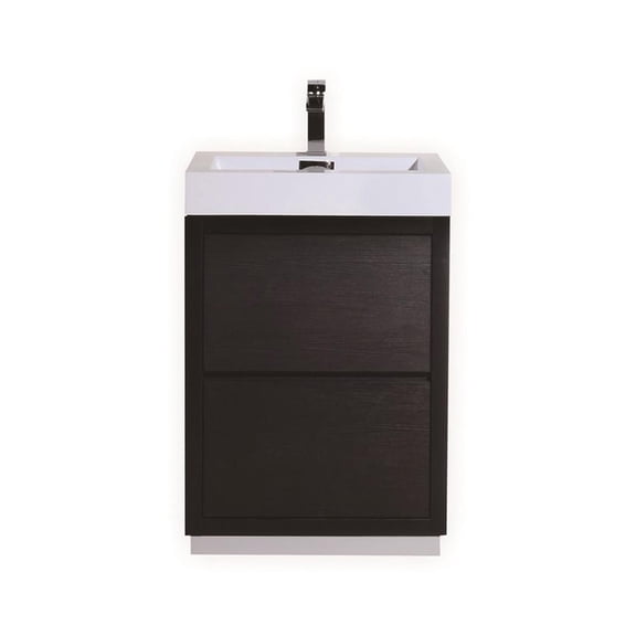 Kubebath Bliss 24" Black Free Standing Modern Bathroom Vanity