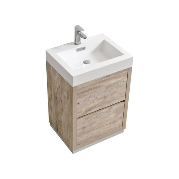 Kubebath Bliss 24" Nature Wood Free Standing Modern Bathroom Vanity