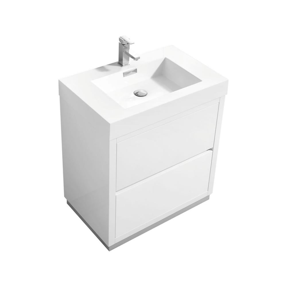 Bliss 30" High Gloss White Freestanding Modern Bathroom Vanity