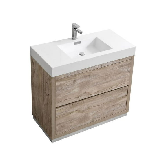 Kubebath Bliss 36" Nature Wood Free Standing Modern Bathroom Vanity