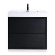 Kubebath Bliss 40" Black Free Standing Single Sink Modern Bathroom Vanity