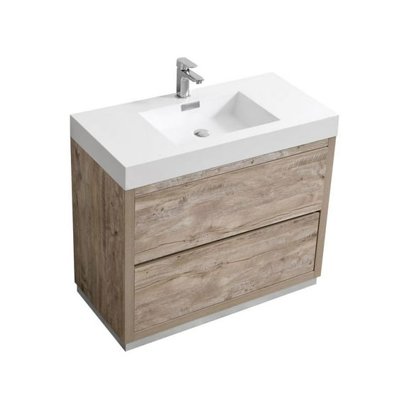 Kubebath Bliss 40" Nature Wood Free Standing Modern Bathroom Vanity
