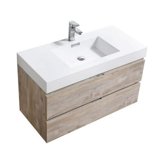 Kubebath Bliss 40" Nature Wood Wall Mount Modern Bathroom Vanity