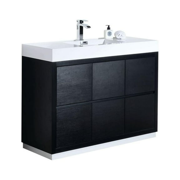 Kubebath Bliss 48" Black Free Standing Modern Bathroom Vanity